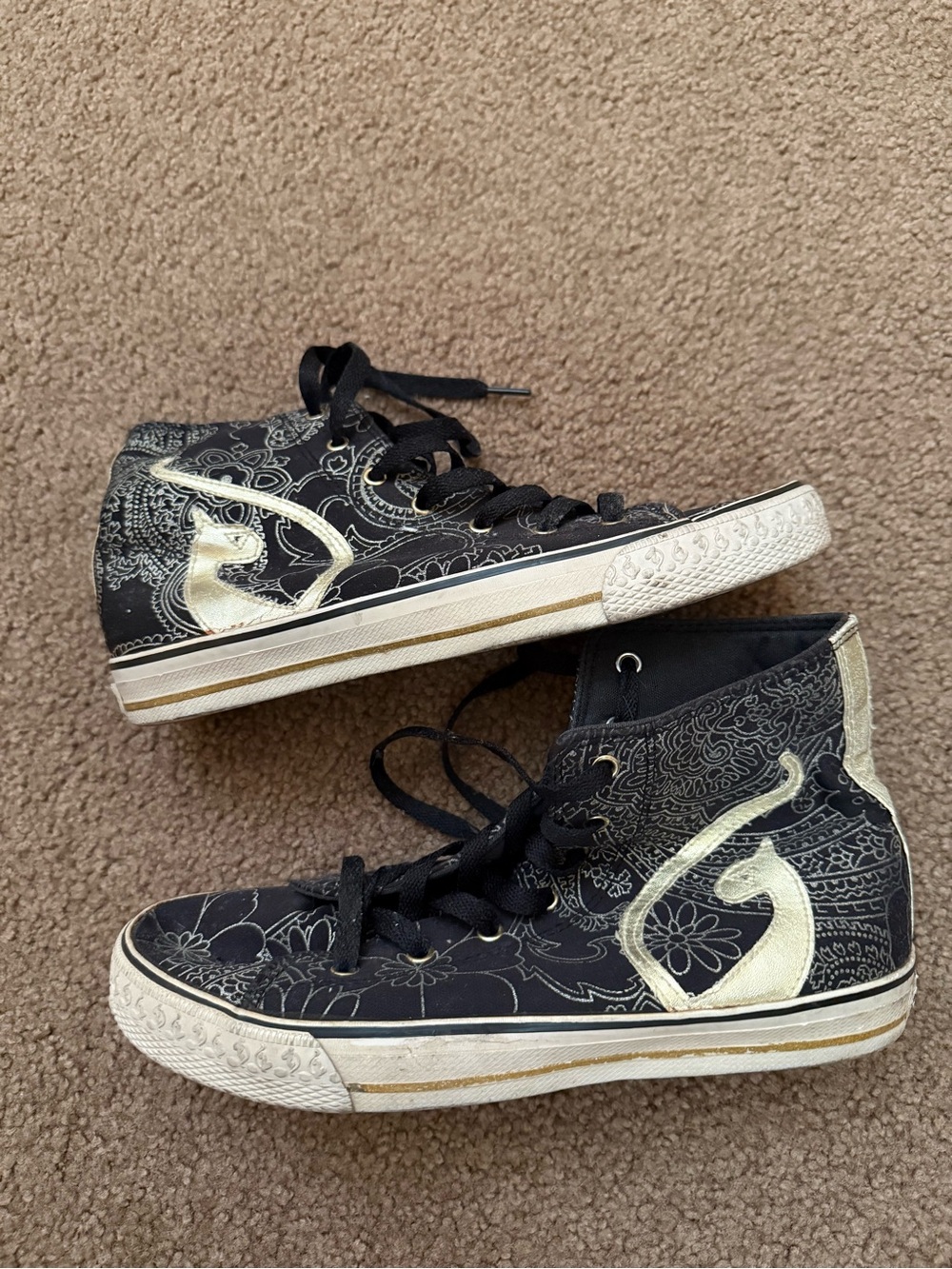 Baby Phat Black & Gold High-Top Sneakers for Women